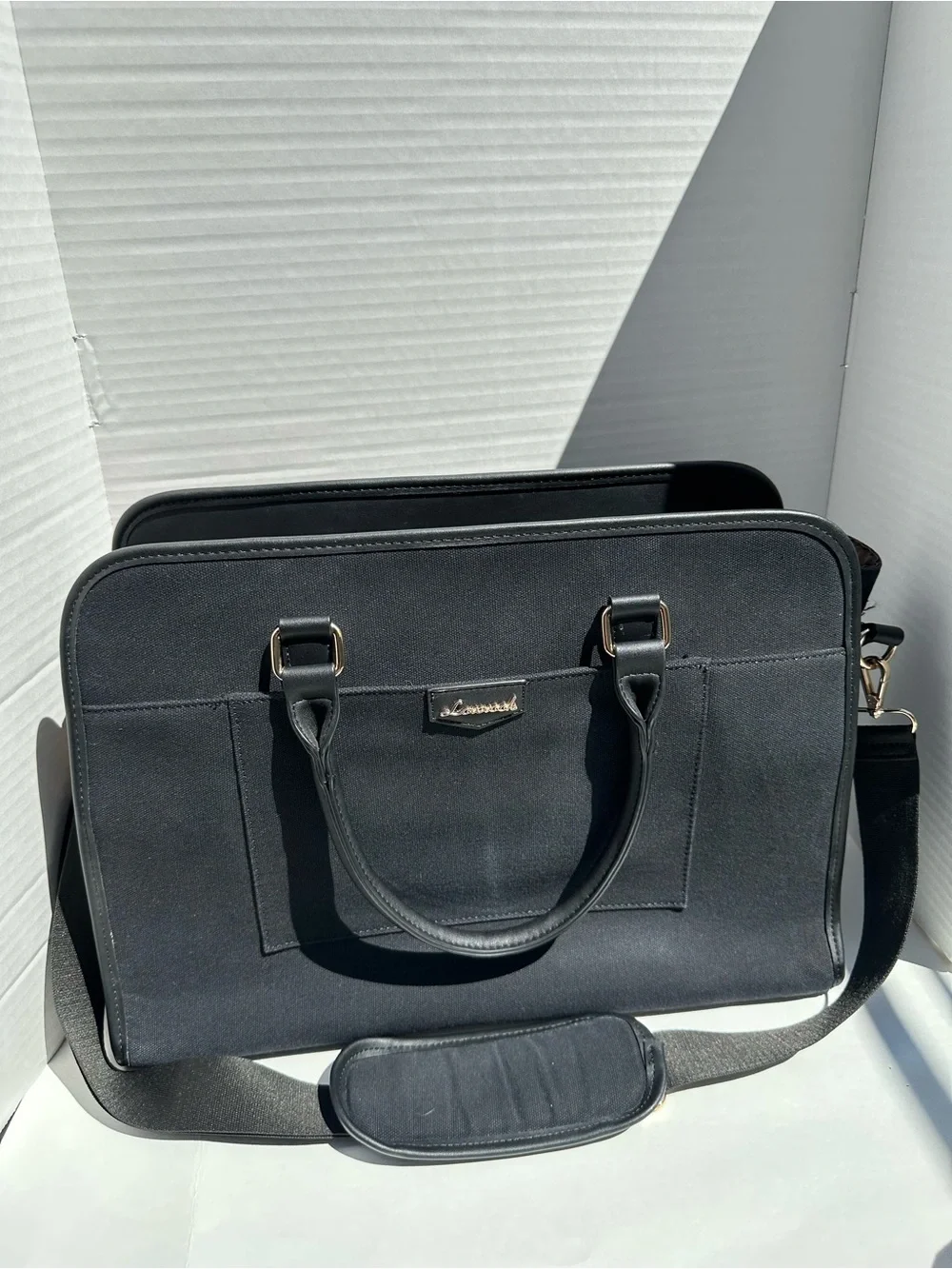 LOVEVOOK Laptop Tote Bag for Women 15.6 Inch Waterproof PU Leather Computer Bags